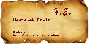 Havranek Ervin névjegykártya