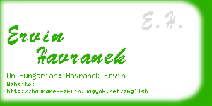 ervin havranek business card